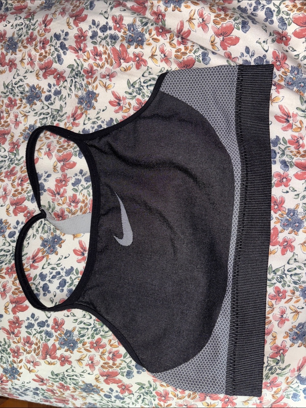 Nike Black and Gray Racerback Seamless Sports Bra